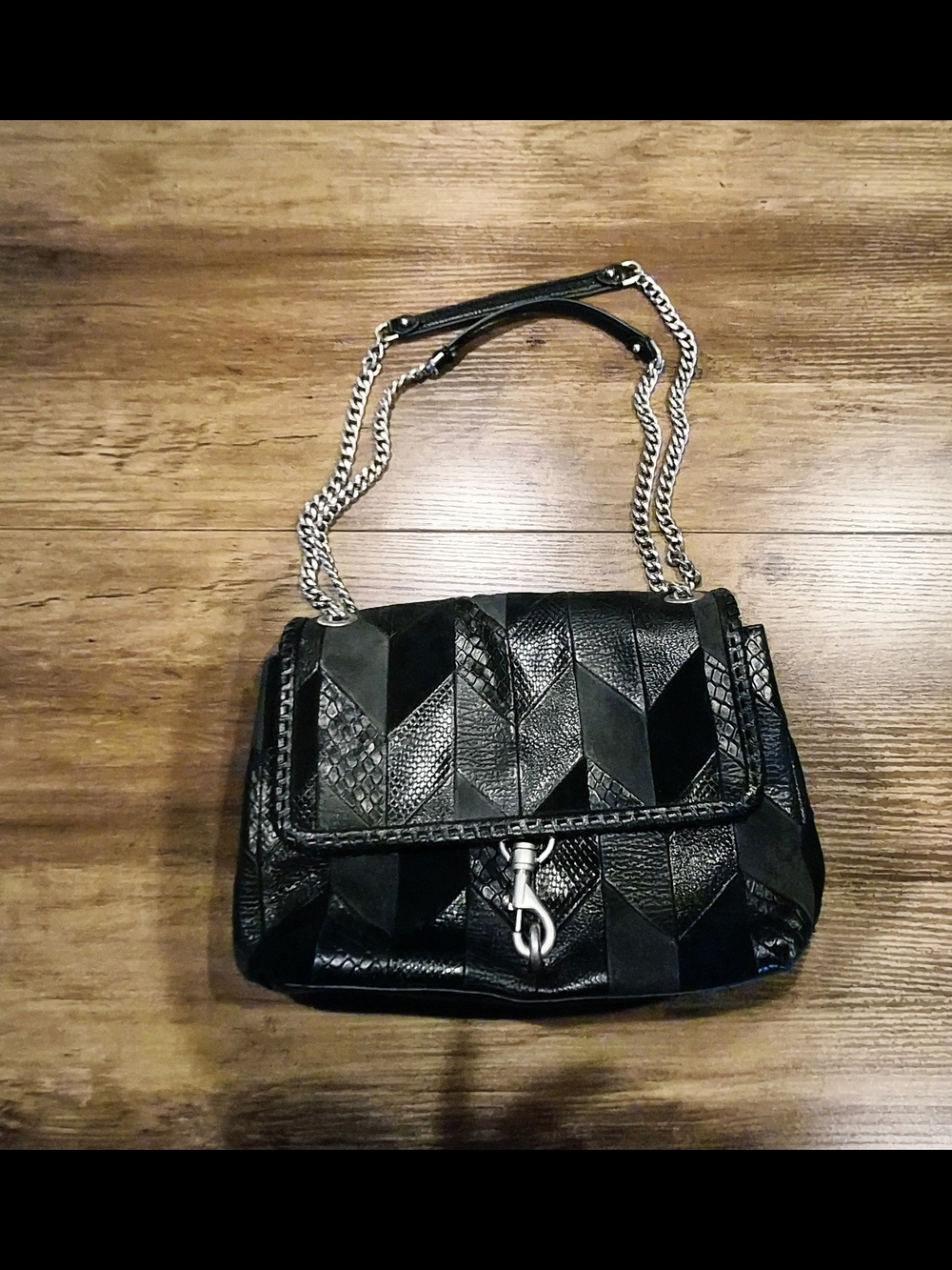 Rebecca Minkoff Black Patchwork Chain Shoulder Bag